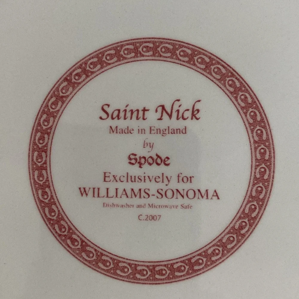 Spode Williams Sonoma St Nick Salad Plates Set of 8 Red Transferware NWT
